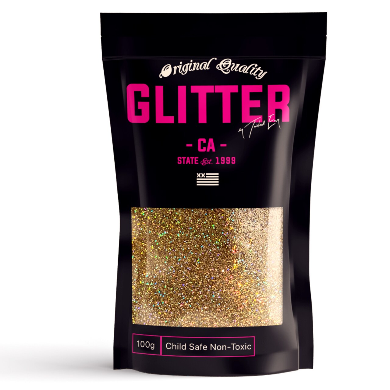 Gold Holographic Premium Glitter Multi Purpose Dust Powder 100g / 3.5oz for use with Arts & Crafts Wine Glass Decoration Weddings Cards Flowers Cosmetic Face Body (PACKAGING MAY VARY)